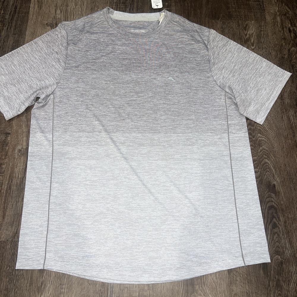NEW Tommy Bahama~LARGE~IslandZone Mens Gray Performance Crew Raglan Tee Athletic